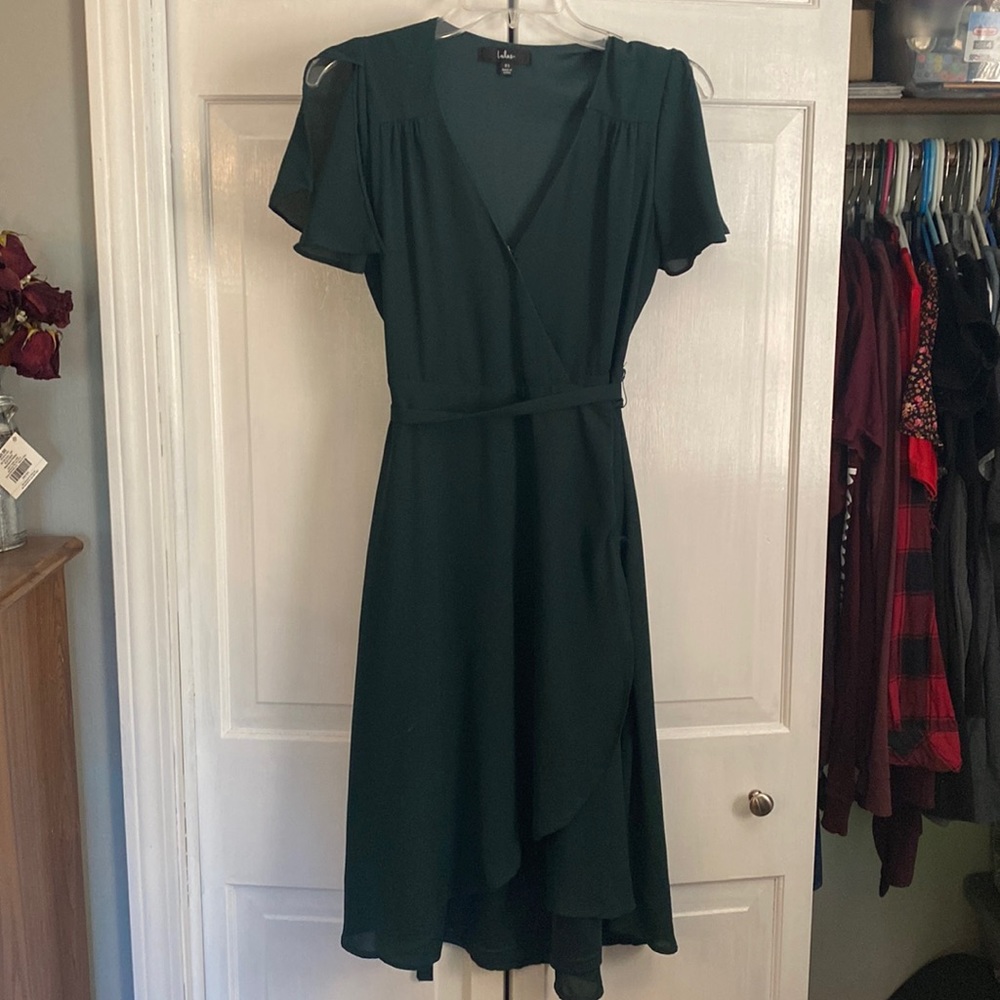 Green Lulu’s wrap dress